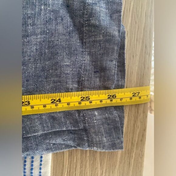 Opus Maritta Pants Women Blue Straight Wide Leg EU Size 42 Drawstring 100% Linen - Picture 15 of 15